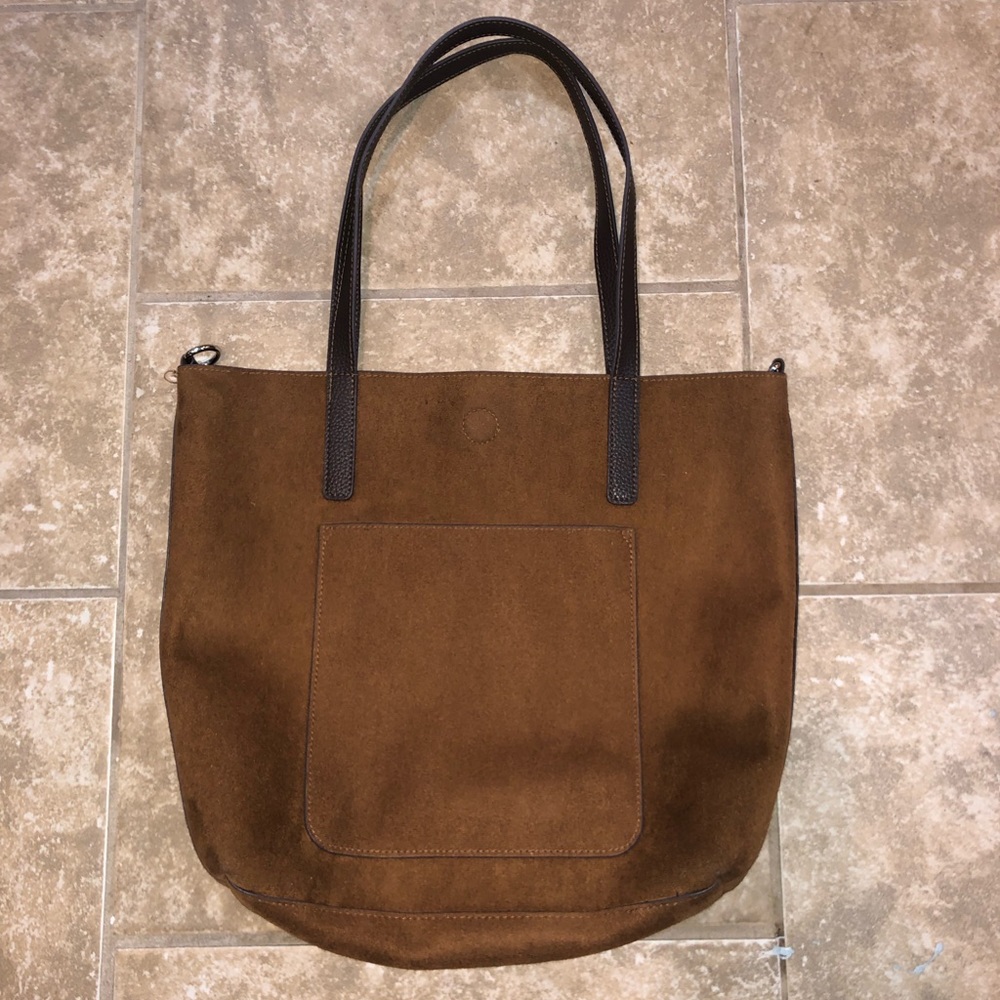 Nordstrom Suede / Vegan Leather Tote w/two straps.